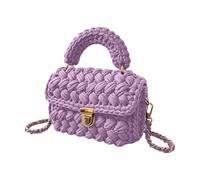 Borsa A Tracolla In Maglia Borse a tracolla da donna intrecciate a mano Borsa a tracolla lavorata a maglia con gancio a filo Borse a catene a strisce colorate for donne Piccole borse Borsa A Mano In P