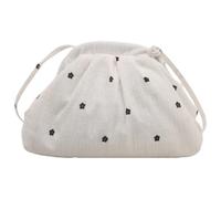 Borsa a tracolla in microfibra a pois con motivi floreali borsa a tracolla morbida per le donne uso quotidiano occasioni speciali, bianco, 180.00x120.00x50.00mm/7.09x4.72x1.97inch