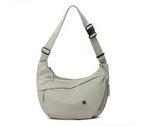 Borsa a tracolla in nylon a mezzaluna da donna, casual, media, leggera, borsa da viaggio con tracolla regolabile, Grigio chiaro, Casual