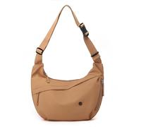 Borsa a tracolla in nylon a mezzaluna da donna, casual, media, leggera, borsa da viaggio con tracolla regolabile, Giallo Agrumi