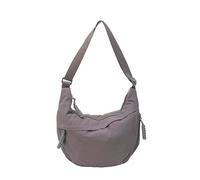 Borsa a tracolla in nylon - con cerniera Hobo borsa a tracolla con tracolla regolabile casual leggera borsa a tracolla per donne palestra shopping spiaggia viaggi, Grigio, 320x110x210mm