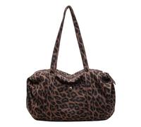 Borsa a tracolla in nylon con stampa leopardata di grande capacità con cerniera borsa a tracolla singola per donne e ragazze