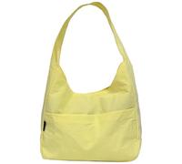 Borsa a tracolla in nylon giallo tinta unita, leggera, per scuola, lavoro e viaggi, borsa per pendolari con spalline larghe, versatile da portare tutti i giorni