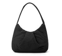 Borsa a tracolla in nylon tinta unita con nuvole pieghettate, leggera, per tutti i giorni, casual, da donna, per viaggi, shopping, Nero , 250.00 x 170.00 x 110.00 mm