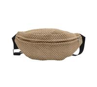 Borsa a tracolla in paglia alla moda per vacanze al mare con cinturino regolabile in tessuto borsa a tracolla in vita borsa da cintura per donne uomini petto da spiaggia, Nero , Bellezza di massa