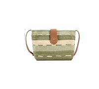 Borsa a tracolla in paglia intrecciata da donna, borsa postino di grande capacità, tracolla regolabile, blu cielo, Taglia unica