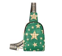 Borsa a tracolla in pelle a scacchi a quadri a quadri alla moda per il pacchetto di giorno della borsa a tracolla verde del corpo, Cartone animato a scacchi stelle verdi