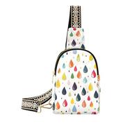 Borsa a tracolla in pelle a tracolla con gocce di pioggia piatte alla moda per il viaggio, Gocce di pioggia piatte colorate