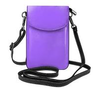 Borsa a tracolla in pelle a tracolla in tinta unita viola chiaro, mini borsa a tracolla, porta carte multifunzione e portafoglio