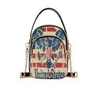 Borsa a tracolla in pelle alla moda con bandiera americana per le donne con tasche multiple borse a mano per le donne per l'autunno