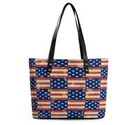 Borsa a tracolla in pelle alla moda con bandiera americana, stelle, marrone e nero, a scacchi, da donna, adatta al lavoro