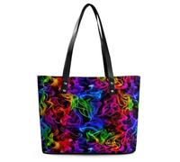 Borsa a tracolla in pelle alla moda per donna, borsa a tracolla in pelle con fiamme arcobaleno colorate e tie-dye, adatta per il lavoro
