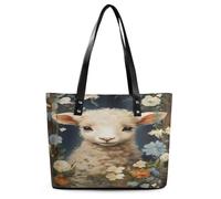 Borsa a tracolla in pelle alla moda per donna, con motivo a pecorella e fiore, ho davvero bisogno di tutte queste capre. Adatta per il lavoro.