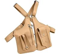 Borsa a tracolla in pelle, antifurto regolabile, poliestere, doppia spalla sotto le ascelle, borsa a vintage, design sicuro, for passaporto, denaro e telefono(A)