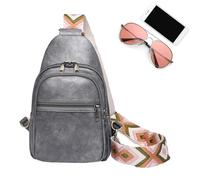Borsa a tracolla in pelle, borsa a tracolla alla moda adatta per riporre notebook, cellulare, occhiali, portafoglio, crema UV, rossetto e carta d'identità (20 x 35 x 10 cm), Grigio,