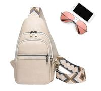 Borsa a tracolla in pelle, borsa a tracolla alla moda adatta per riporre notebook, cellulare, occhiali, portafoglio, crema UV, rossetto e carta d'identità (20 x 35 x 10 cm), bianco,