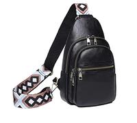 Borsa a tracolla in pelle, borsa a tracolla alla moda adatta per riporre notebook, cellulare, occhiali, portafoglio, crema UV, rossetto e carta d'identità (20 x 35 x 10 cm), Nero ,
