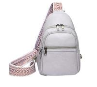 Borsa a tracolla in pelle, borsa a tracolla alla moda adatta per riporre notebook, cellulare, occhiali, portafoglio, crema UV, rossetto e carta d'identità (20 x 35 x 10 cm), Macaron Grigio,