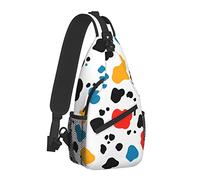 Borsa a tracolla in pelle bovina screziata dalmata con texture colorata per donna uomo, borse a tracolla con stampa animalier, zaino casual, borsa a tracolla, viaggio, escursionismo, zainetto per este