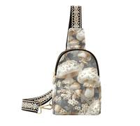 Borsa a tracolla in pelle color crema grigio fungo Ukiyoe alla moda borsa impermeabile per la donna per il pacchetto di giorno