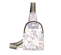 Borsa a tracolla in pelle colorata arcobaleno con unicorni alla moda per le donne per il viaggio, carino unicorni arcobaleno colorato, 1 size