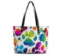 Borsa a tracolla in pelle con corvo vittoriano, da donna, con manico superiore, casual, da lavoro, da viaggio, Stampa colorata con zampa di cane, 29*34*14cm, Stampa colorata con zampa di cane