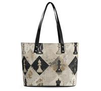 Borsa a tracolla in pelle con corvo vittoriano, da donna, con manico superiore, casual, da lavoro, da viaggio, Scacchi Motivo Marrone, 29*34*14cm