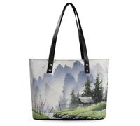Borsa a tracolla in pelle con dipinto di paesaggio, borsa a mano, borsa a tracolla, borse da donna alla moda per tutti i giorni e per i viaggi