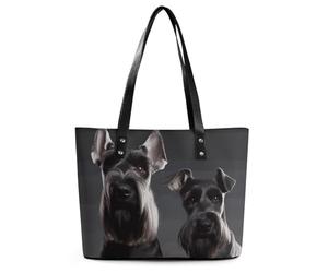 Borsa a tracolla in pelle con grazioso motivo a forma di cane Schnauzer, borsa a mano alla moda da donna, per tutti i giorni e per i viaggi
