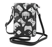 Borsa a tracolla in pelle con motivo controller di gioco, mini borsa a tracolla da donna, porta carte multifunzione e portafoglio
