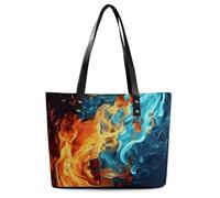 Borsa a tracolla in pelle con motivo fuoco e acqua, borsa a mano, borsa a tracolla, borse da donna alla moda per tutti i giorni e per i viaggi