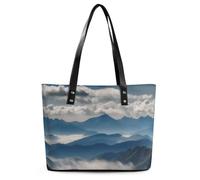 Borsa a tracolla in pelle con paesaggio con montagne e nuvole, borsa a tracolla alla moda da donna, per tutti i giorni e per i viaggi