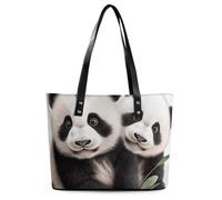 Borsa a tracolla in pelle con ricamo di colibrì con fiori per le donne borse con manico superiore borse casual da lavoro Tote borsa a tracolla da viaggio, Baby Panda, 29*34*14cm