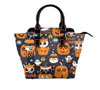 Borsa a tracolla in pelle con rivetti per Halloween, gufo, fantasma, zucca, borsa a tracolla regolabile per donna da lavoro e da viaggio