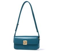 Borsa a tracolla in pelle crosta LA FESTIN - Borsa a tracolla vintage con tracolla regolabile e tasche interne, disponibile in blu pavone.