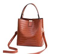 Borsa a tracolla in pelle da donna, tinta unita, con fondina a tracolla, Caff, Taglia unica