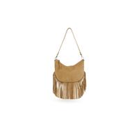 Borsa a tracolla in pelle, LUNE FRANGE Beige TU