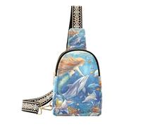 Borsa a tracolla in pelle per pannolini alla moda con delfini e pesci marini per escursioni, Sirena delfini pesci di mare, 1 size