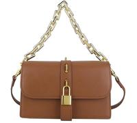Borsa a tracolla in pelle PU abbinabile a tutto, con catena, stile casual, tinta unita, alla moda, per viaggi, shopping, lavoro, Marrone chiaro, 12.6*4.33*11.02inch