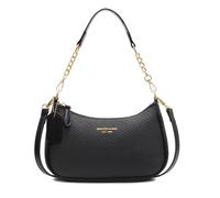 Borsa a tracolla in pelle PU, borsa da ascella alla moda per lavoro, shopping, viaggi, quotidianità, da donna-Nero