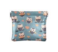 Borsa a tracolla in pelle PU carina con gufi dei cartoni animati per ragazze da donna mini borsa per il trucco comoda, gufi dei cartoni animati carini, 1 taglia, accessori da viaggio, Simpatici gufi