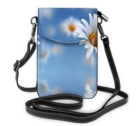 Borsa a tracolla in pelle PU, carino porcellini d'India Fashion Lady Borsa a tracolla per cellulare con tracolla regolabile Daisy bianca