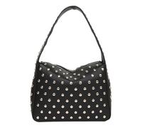 Borsa a tracolla in pelle PU con borchie stile retrò punk anni '90 piccola borsa con cerniera per donna moda streetwear, Nero
