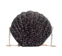 Borsa a tracolla in pelle PU con paillettes, per vari stili di abbigliamento, Nero, Bohémien