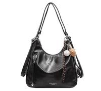 Borsa a tracolla in pelle PU con zaino squisito per borse vintage a sospensione (nero)
