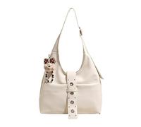 Borsa a tracolla in pelle PU di grande capacità, con tracolla regolabile e ciondolo con manico superiore, per donne per uso quotidiano e vocazione, bianco, 36*35*12cm