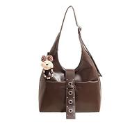 Borsa a tracolla in pelle PU di grande capacità, con tracolla regolabile e ciondolo con manico superiore, per donne per uso quotidiano e vocazione, Marrone, 36*35*12cm