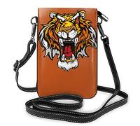 Borsa a tracolla in pelle PU, fiore di loto Namaste Fashion Lady Borsa a tracolla per cellulare con tracolla regolabile Tigre ruggente