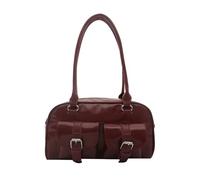 Borsa a tracolla in pelle PU retrò multi-tasca Boston cuscino borsa per il tempo libero borsa ascella borsa da viaggio shopping borsa da lavoro, Rosso, 7.09x3.94x7.87inch