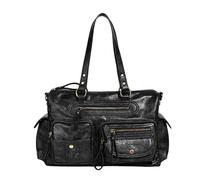 Borsa a tracolla in pelle PU Y2k anni '90 con tasche multiple con cerniera Retro Top Handle Bag per le donne viaggio lavoro, Nero , 12.6x12.2x1.18(inch)